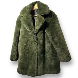 Mango Faux Fur Green Coat XS/S